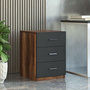 Voir la diapositive 2 : Paris Prix Table de Chevet 3 Tiroirs  Pearlie  61cm Marron & Anthracite