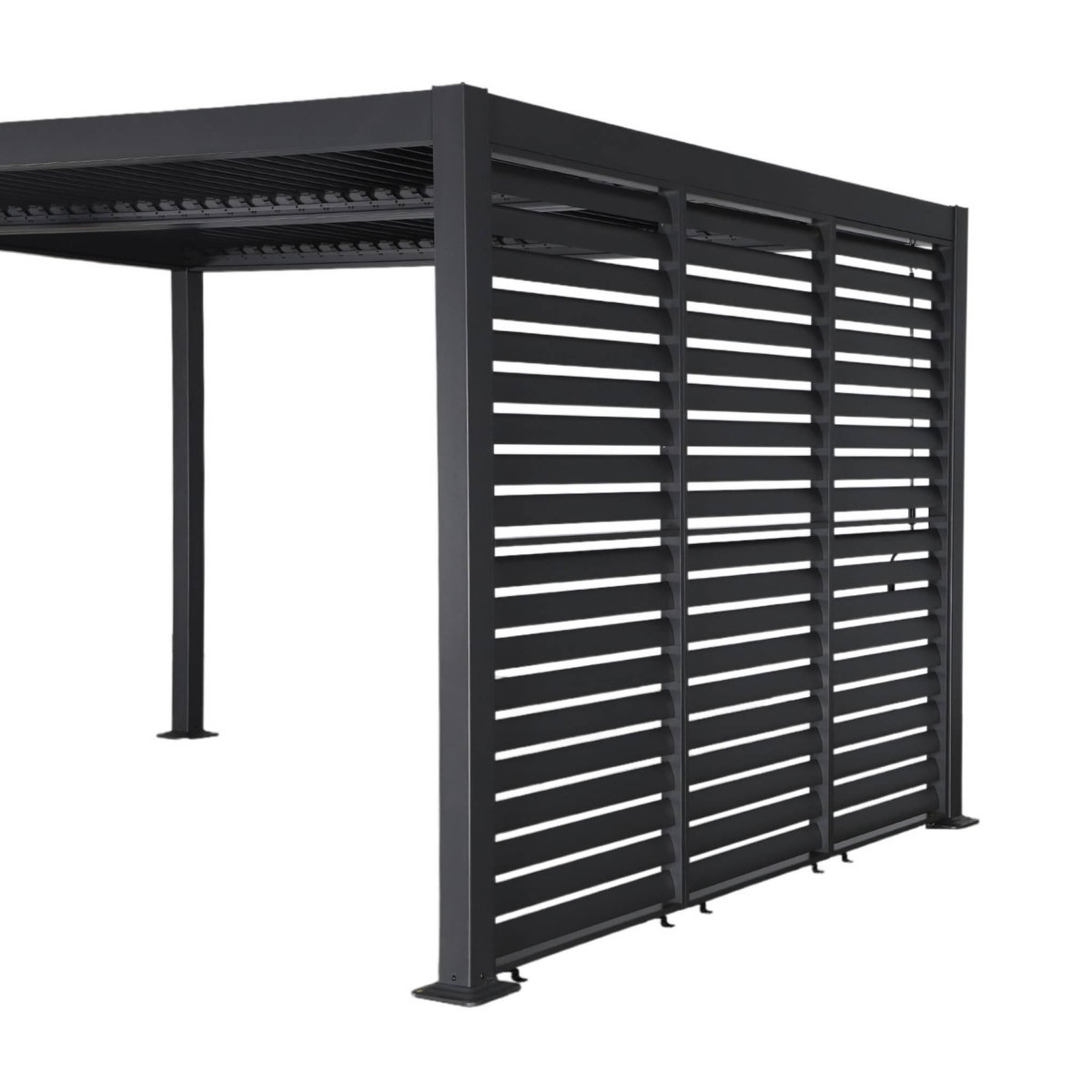 SWEEEK Pergola bioclimatique aluminium et acier 4x3m + 3 persiennes 100cm anthracite Palace
