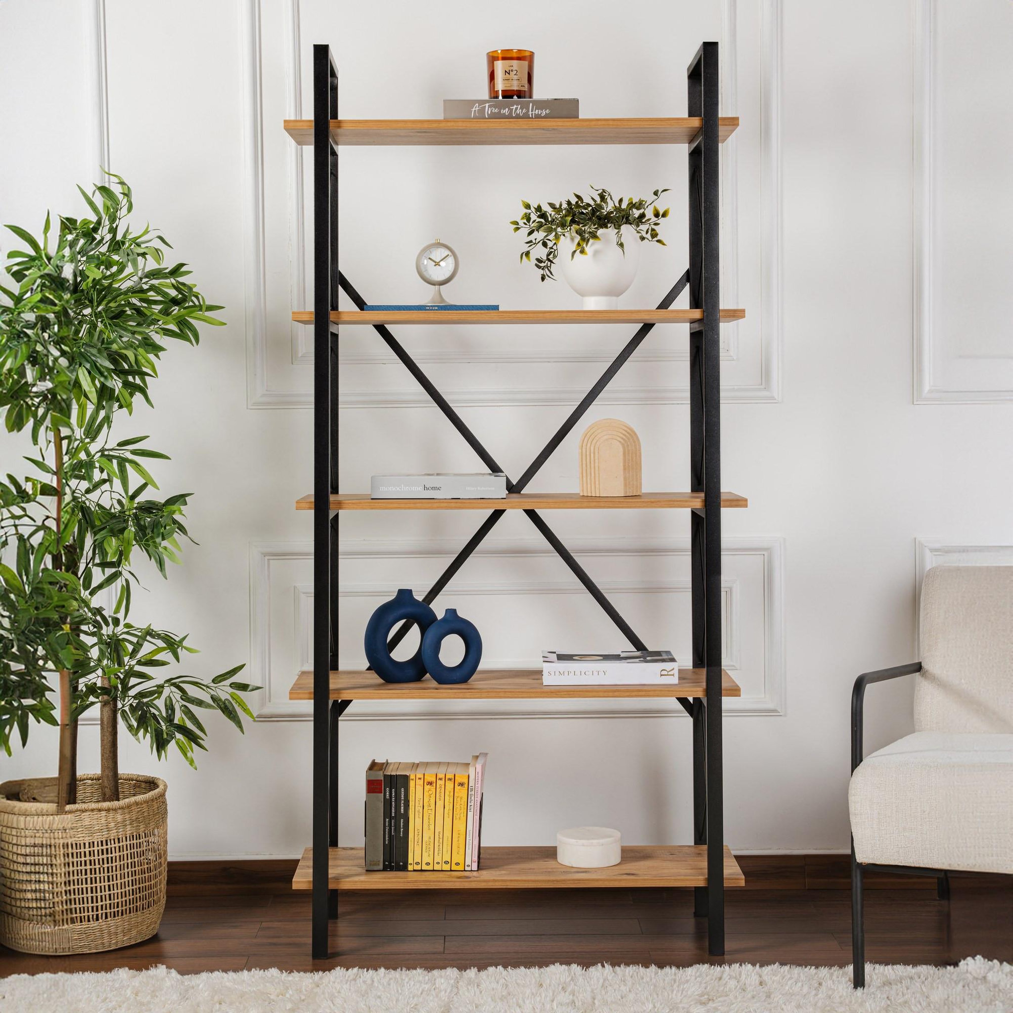Voir la diapositive 3 : Habitat et Jardin Bibliothèque en bois  elysian  - 90 x 33 x 180 cm - pin atlantiquenoir