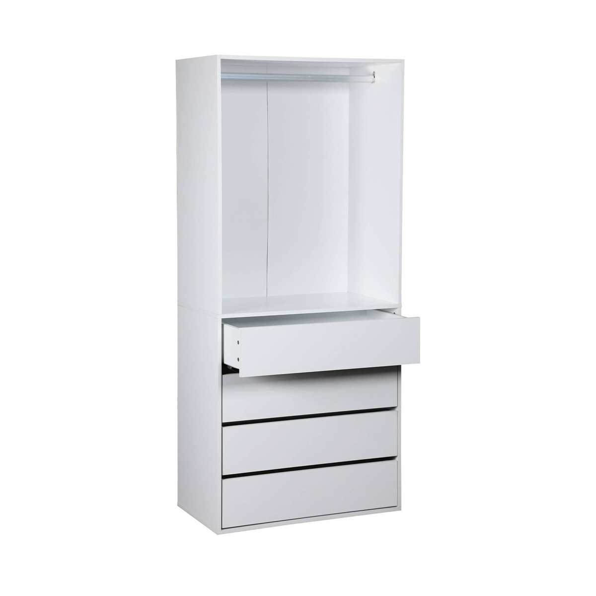 SWEEEK Module dressing avec 4 tiroirs et 1 penderie blanc. panneaux stratifiés