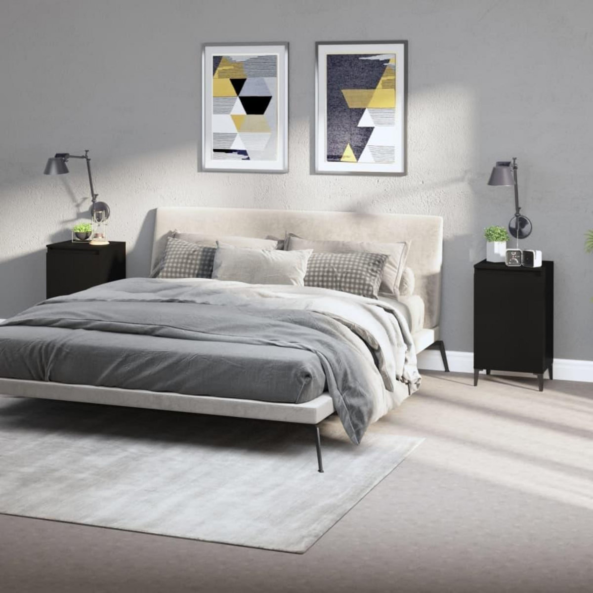 VIDAXL Tables de chevet 2 pcs noir 40x35x70 cm bois d'ingenierie