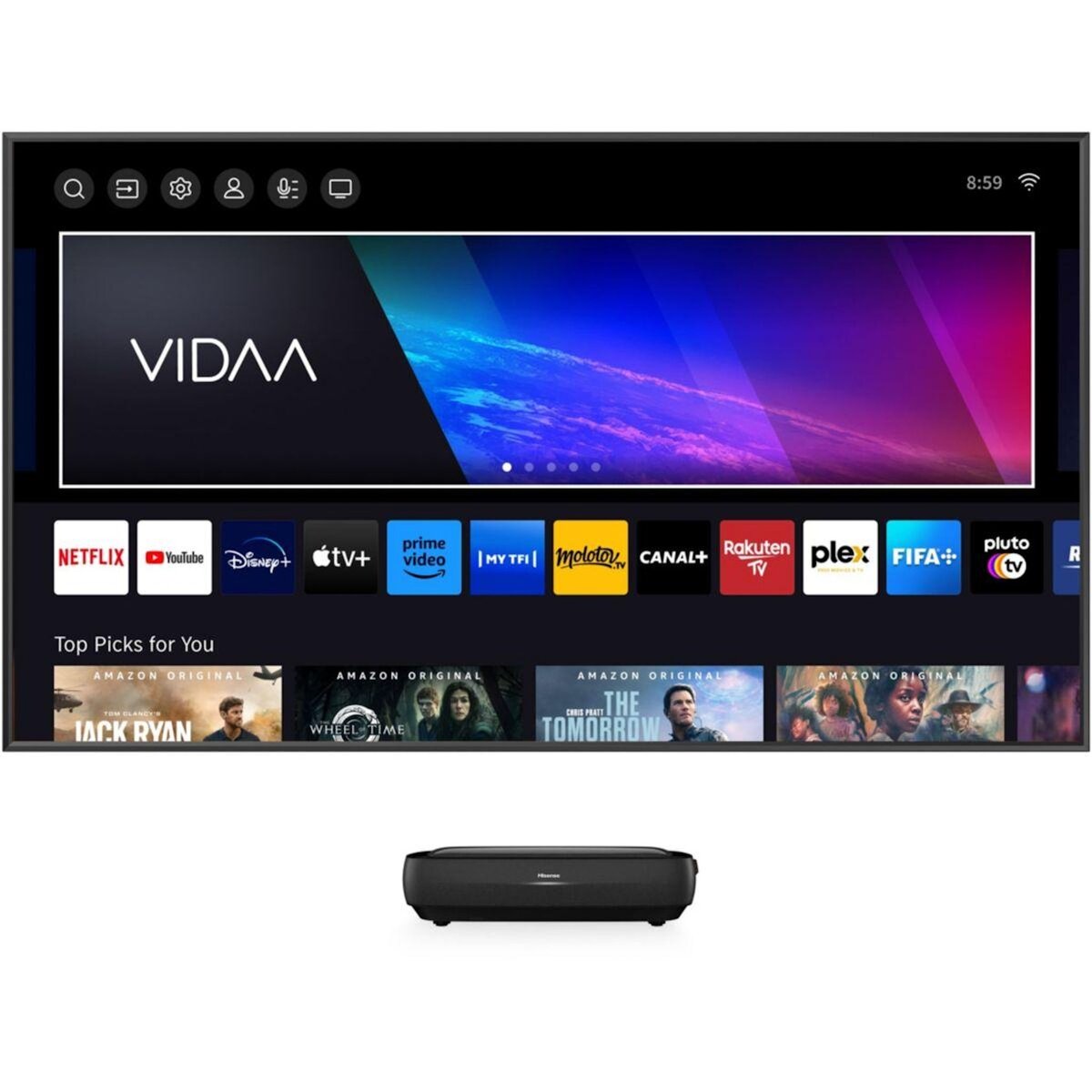 Hisense Vidéoprojecteur home cinéma 120L9HA Laser TV + écran ALR FRESNEL