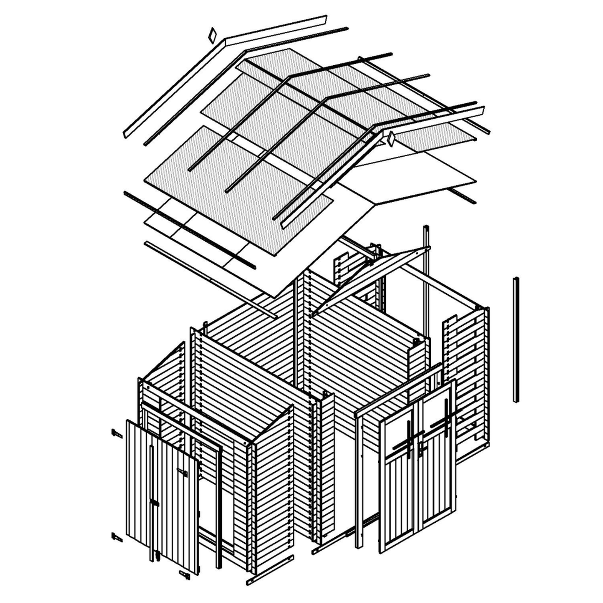 Voir la diapositive 5 : TIMBELA Abri de jardin en bois et range bûches extérieur - 3,53 + 0,97+0,97 m2 m389f