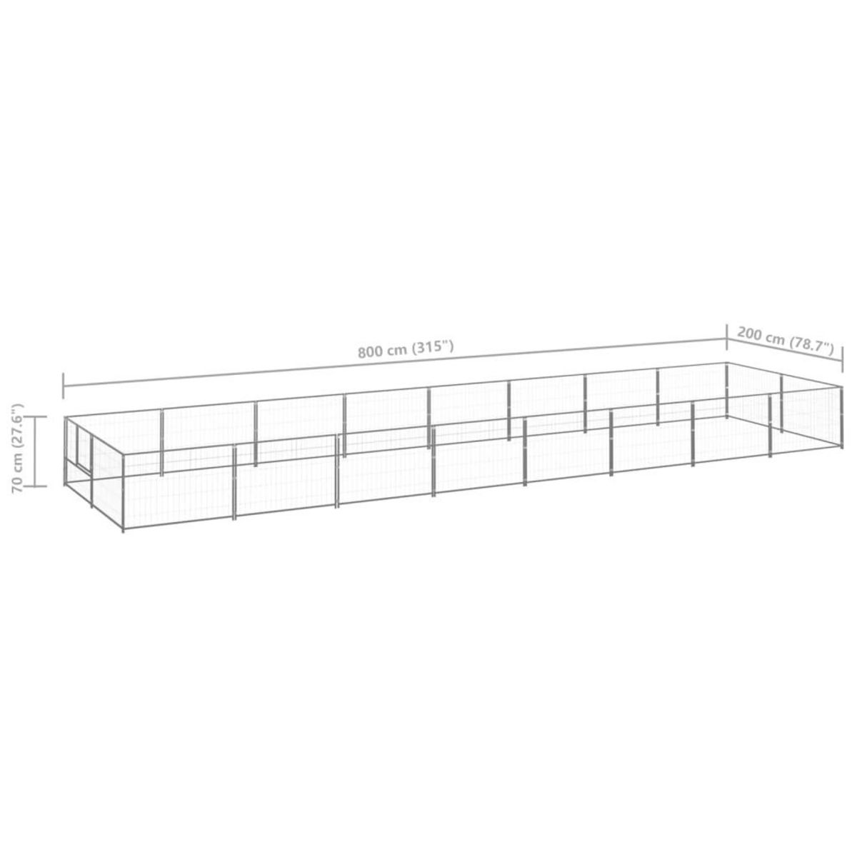VIDAXL Chenil Argente 16 m² Acier