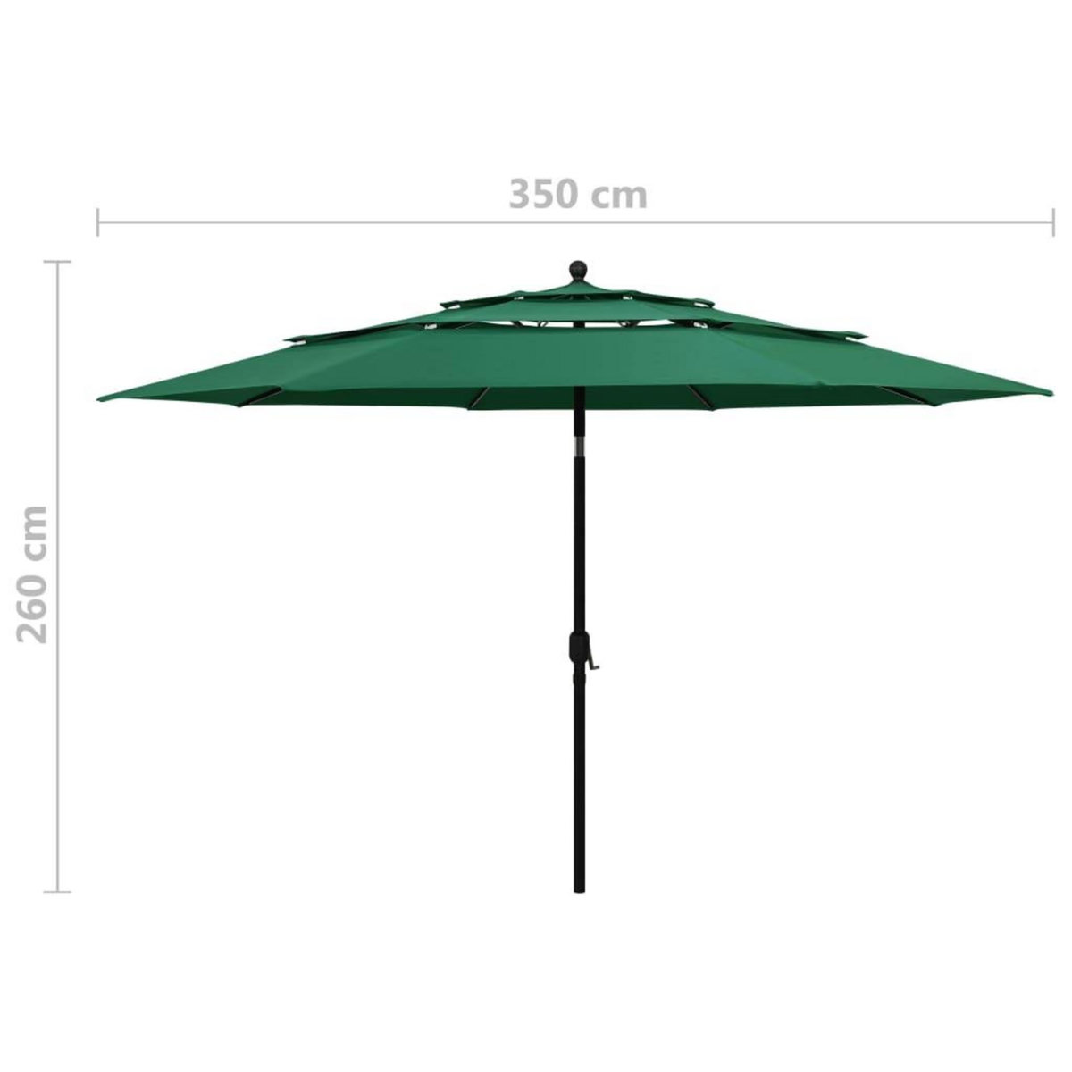 VIDAXL Parasol de jardin a 3 niveaux avec mat en aluminium vert 3,5 m