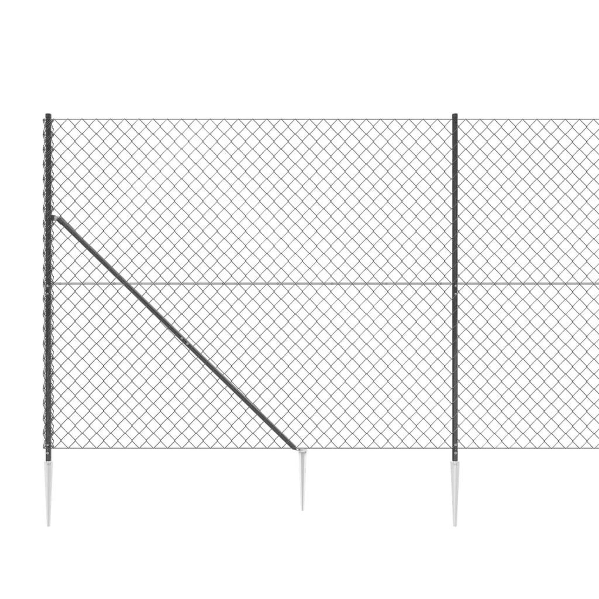 Voir la diapositive 4 : VIDAXL Cloture a mailles losangees avec ancrage anthracite 1,4x25 m