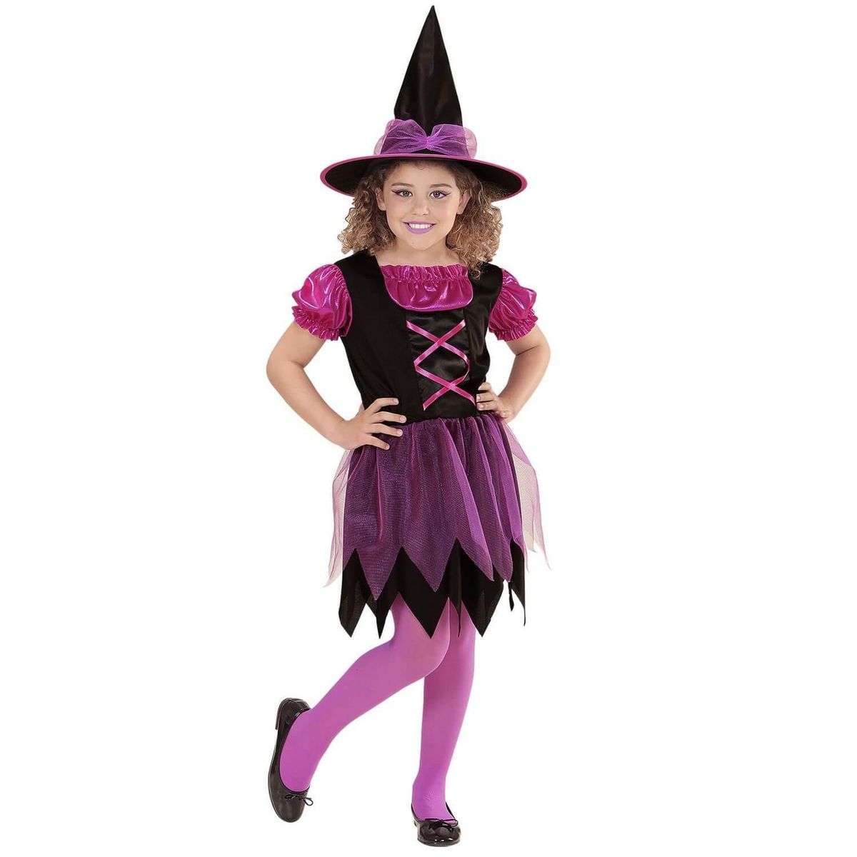 WIDMANN Déguisement sorcière rose - Fille - 4/5 ans (104 à 110 cm)