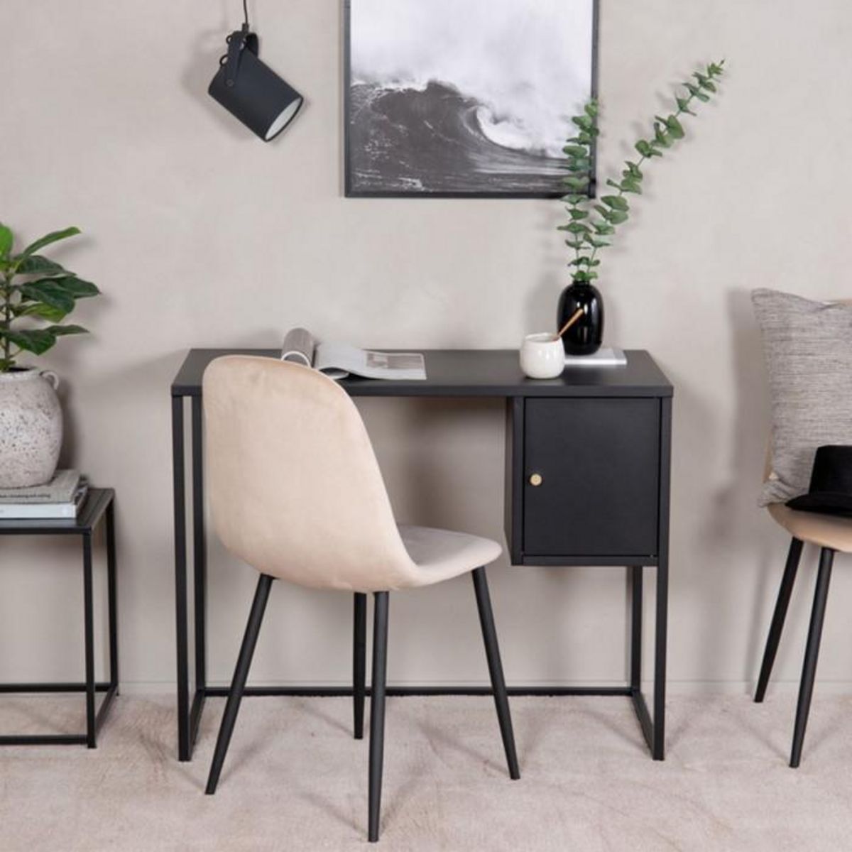 Paris Prix Bureau Design Avec Porte  Bakal  95cm Noir