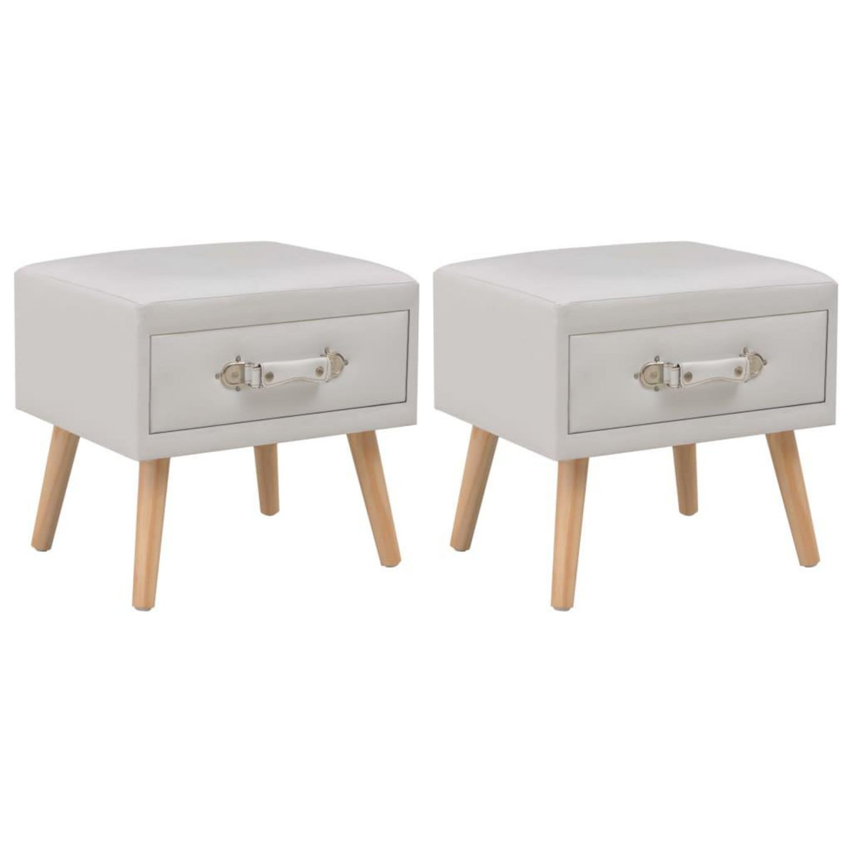 VIDAXL Tables de chevet 2 pcs Blanc 40x35x40 cm Similicuir