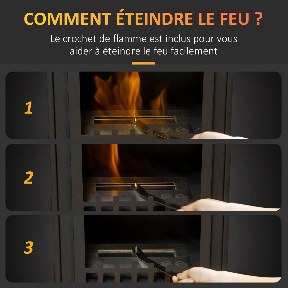 HOMCOM Cheminée bioéthanol sur pieds style néo-rétro poêle 1 brûleur 1,5 L dim. 41L x 25l x 54H cm couverture 20-25 m² noir