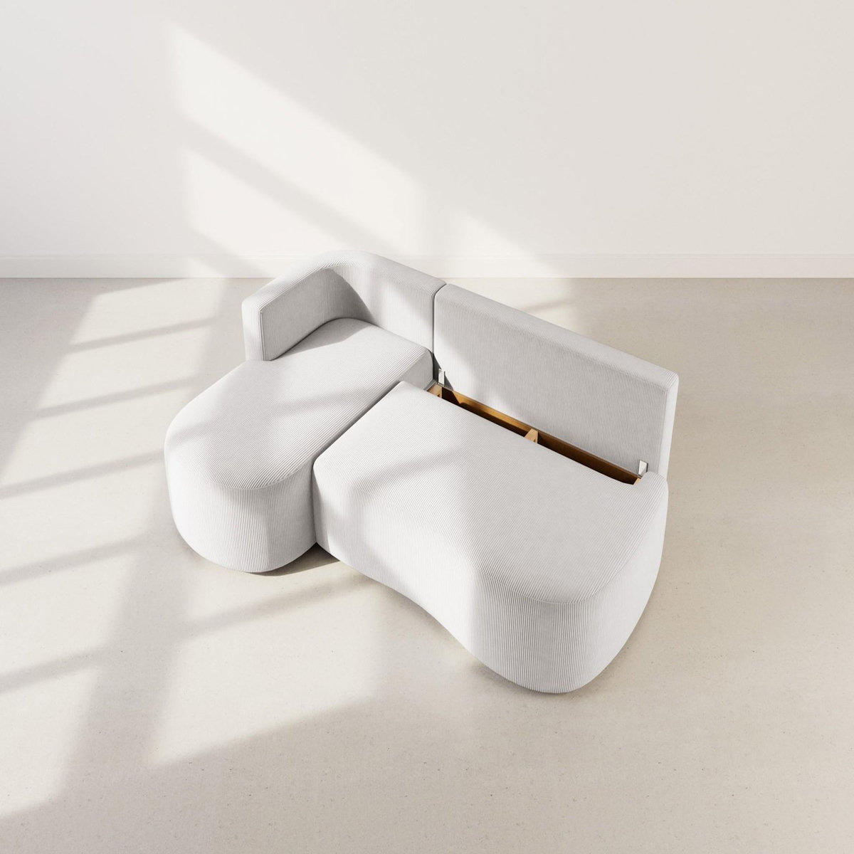 LISA DESIGN Mahina - canapé d'angle gauche 4 places convertible avec coffre en velours côtelé