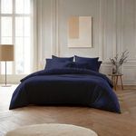DODO Pack housse de couette + Taie(s) d'oreiller Coton thermorégulé Marine. Coloris disponibles : Bleu