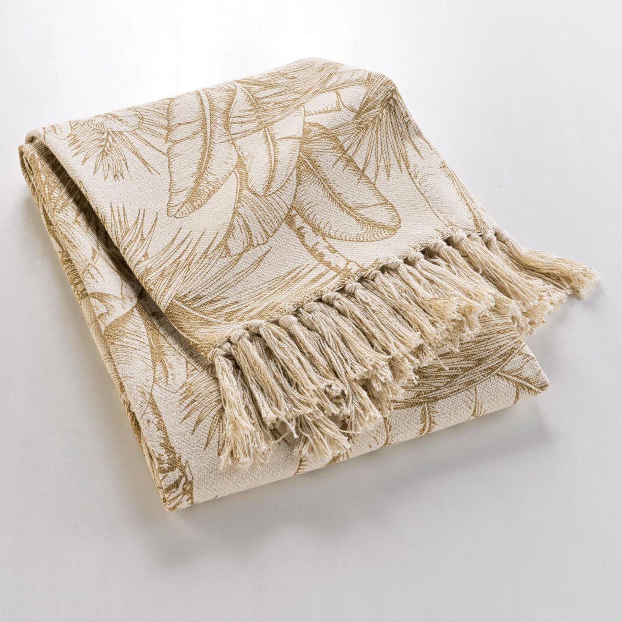 Voir la diapositive 3 : Douceur d'Intérieur Plaid à franges imprimé  dune  125x150cm naturel