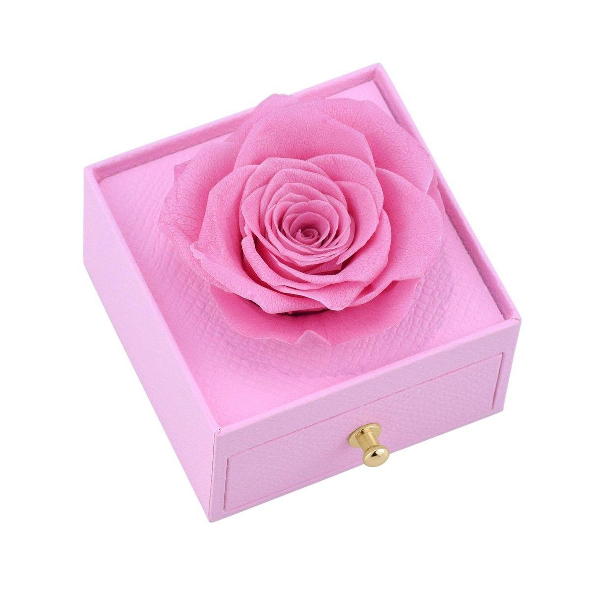 Voir la diapositive 3 : SC CRYSTAL Boite à bijoux décorée d'une rose éternelle - stabilisée rose