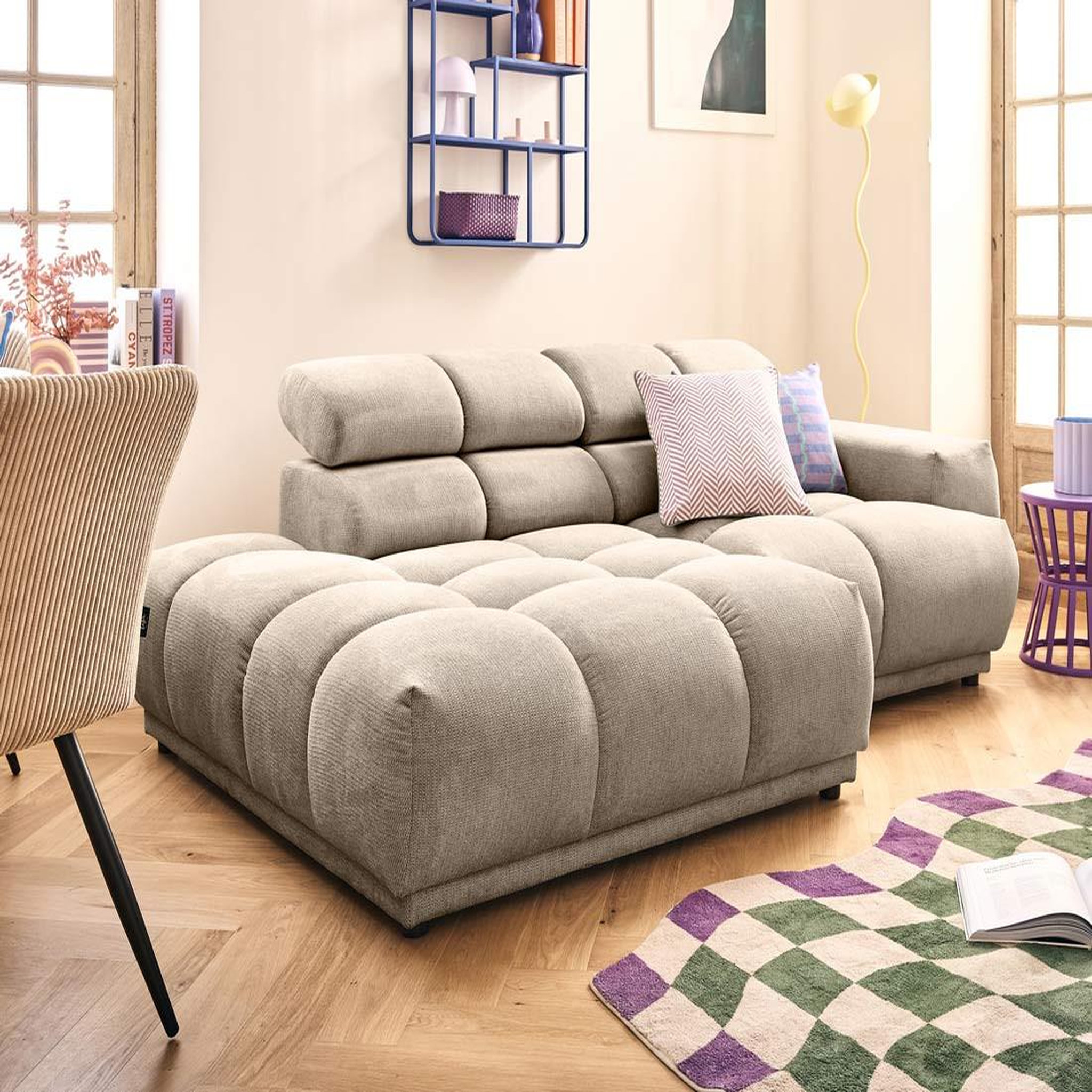 Voir la diapositive 4 : LISA DESIGN Matera - canapé d'angle gauche 4 places avec têtières réglables en tissu texturé