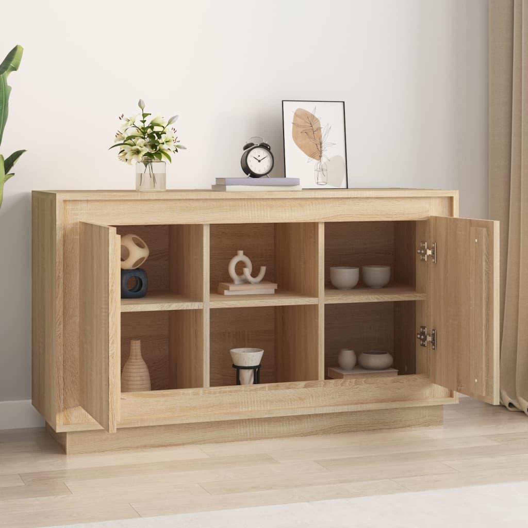 Voir la diapositive 3 : VIDAXL Buffet chene sonoma 102x35x60 cm bois d'ingenierie