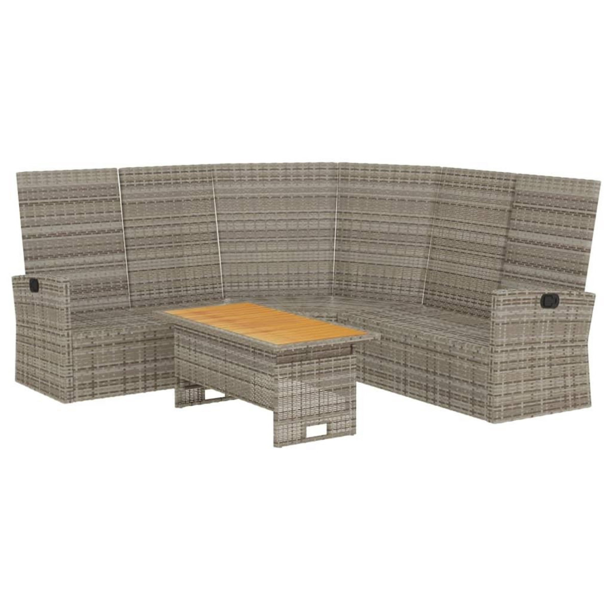 VIDAXL Salon de jardin 2 pcs avec coussins Gris Resine tressee
