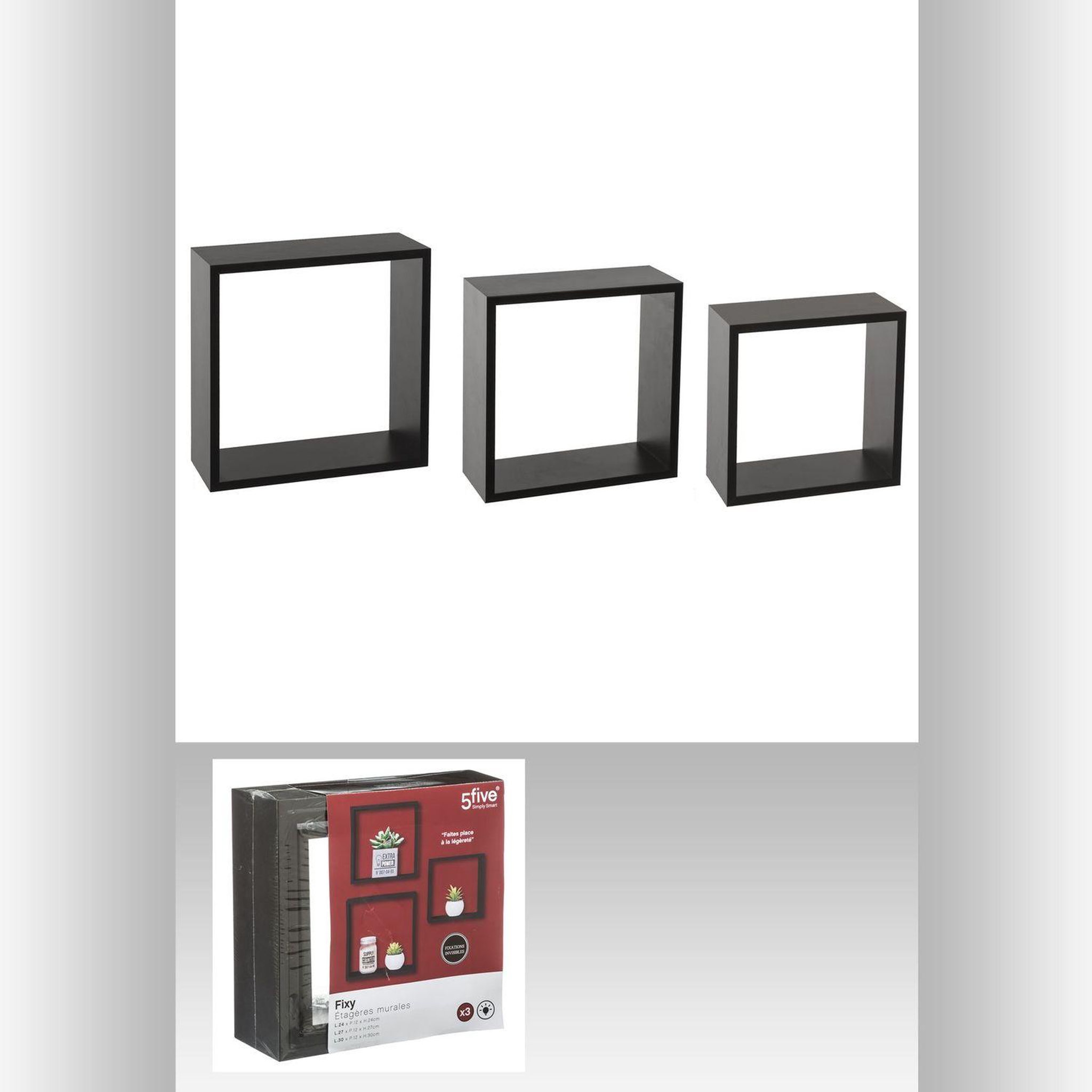 Voir la diapositive 4 : FIVE Lot de 3 Etagères Fixy Cub