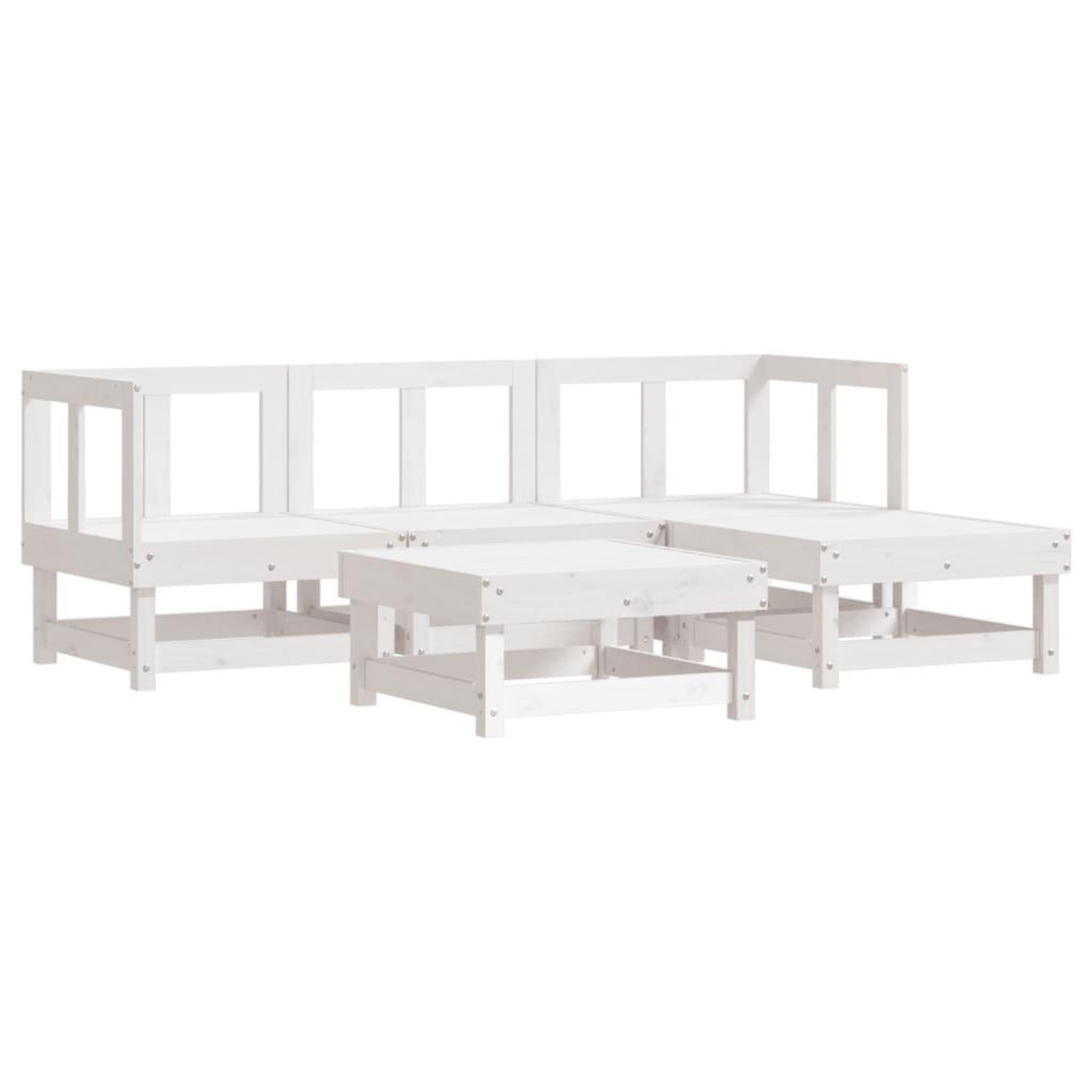 Voir la diapositive 2 : VIDAXL Salon de jardin 5 pcs blanc bois massif de pin