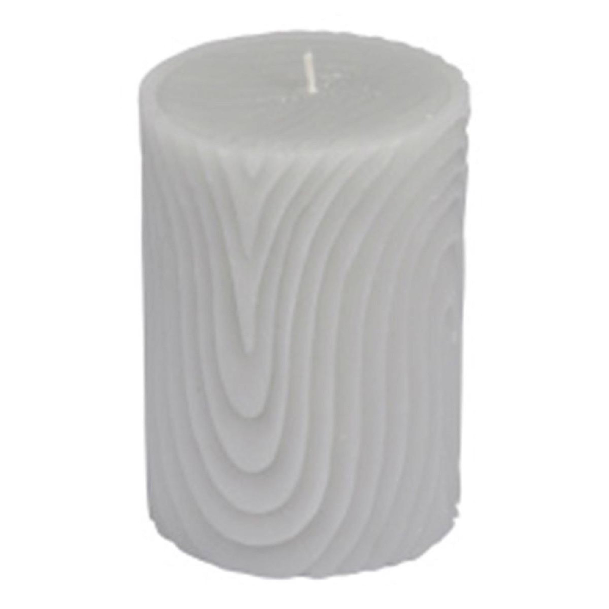 HOMEA Bougie pilier déco embossée  santan  10cm gris clair