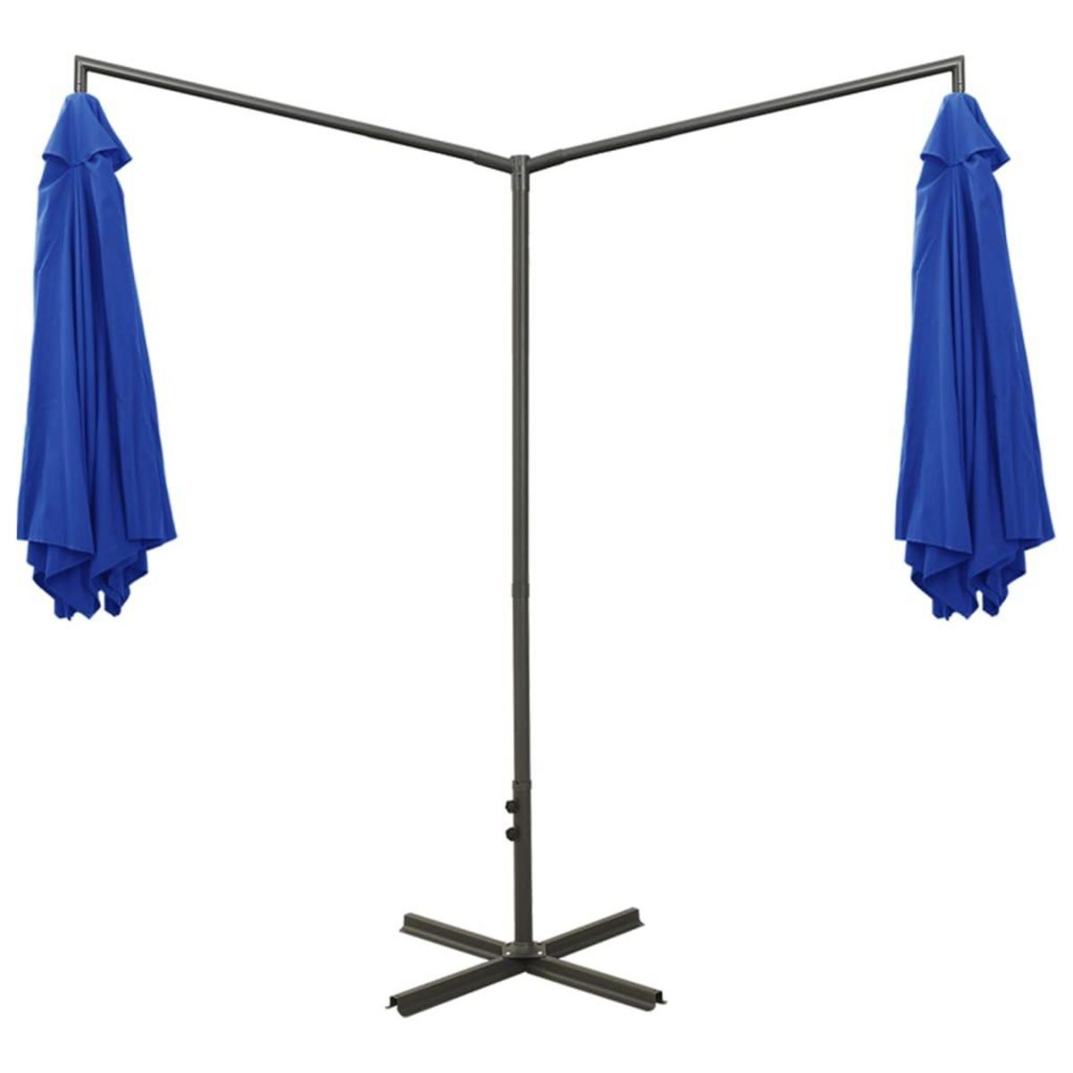 VIDAXL Parasol de jardin double avec mat en acier bleu azure 600 cm