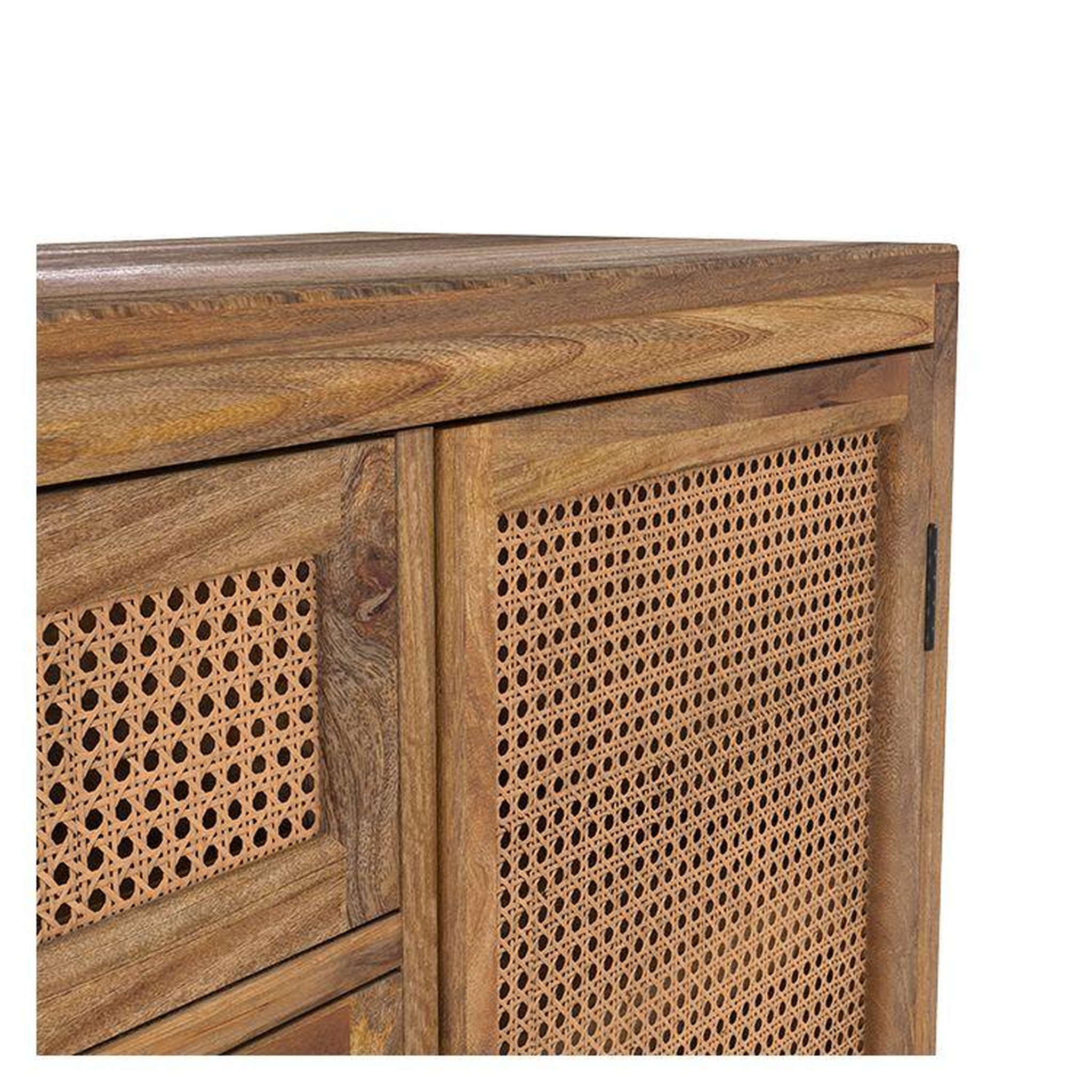 Voir la diapositive 6 : MAISON PAVANE Buffet en bois de manguier et cannage 2 portes 3 tiroirs-tiki