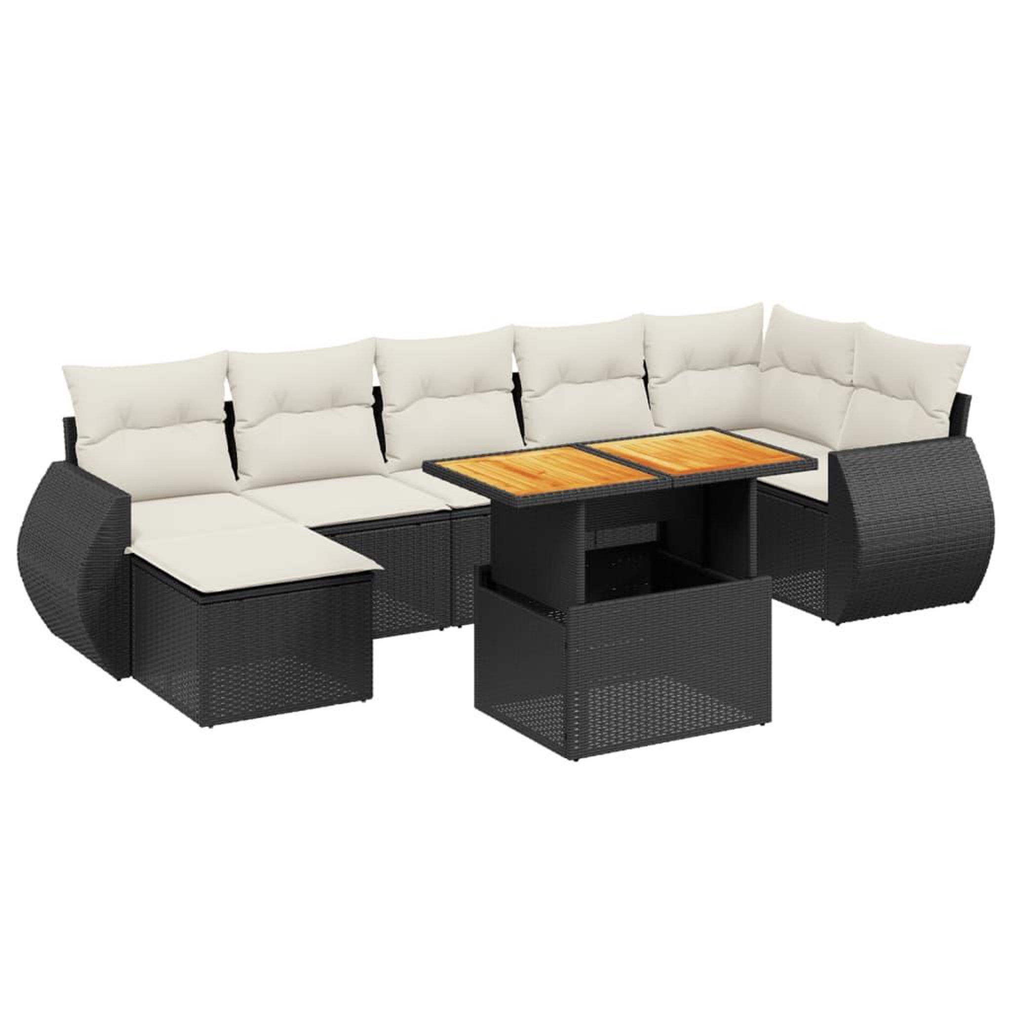 Voir la diapositive 2 : VIDAXL Salon de jardin 8 pcs avec coussins noir resine tressee