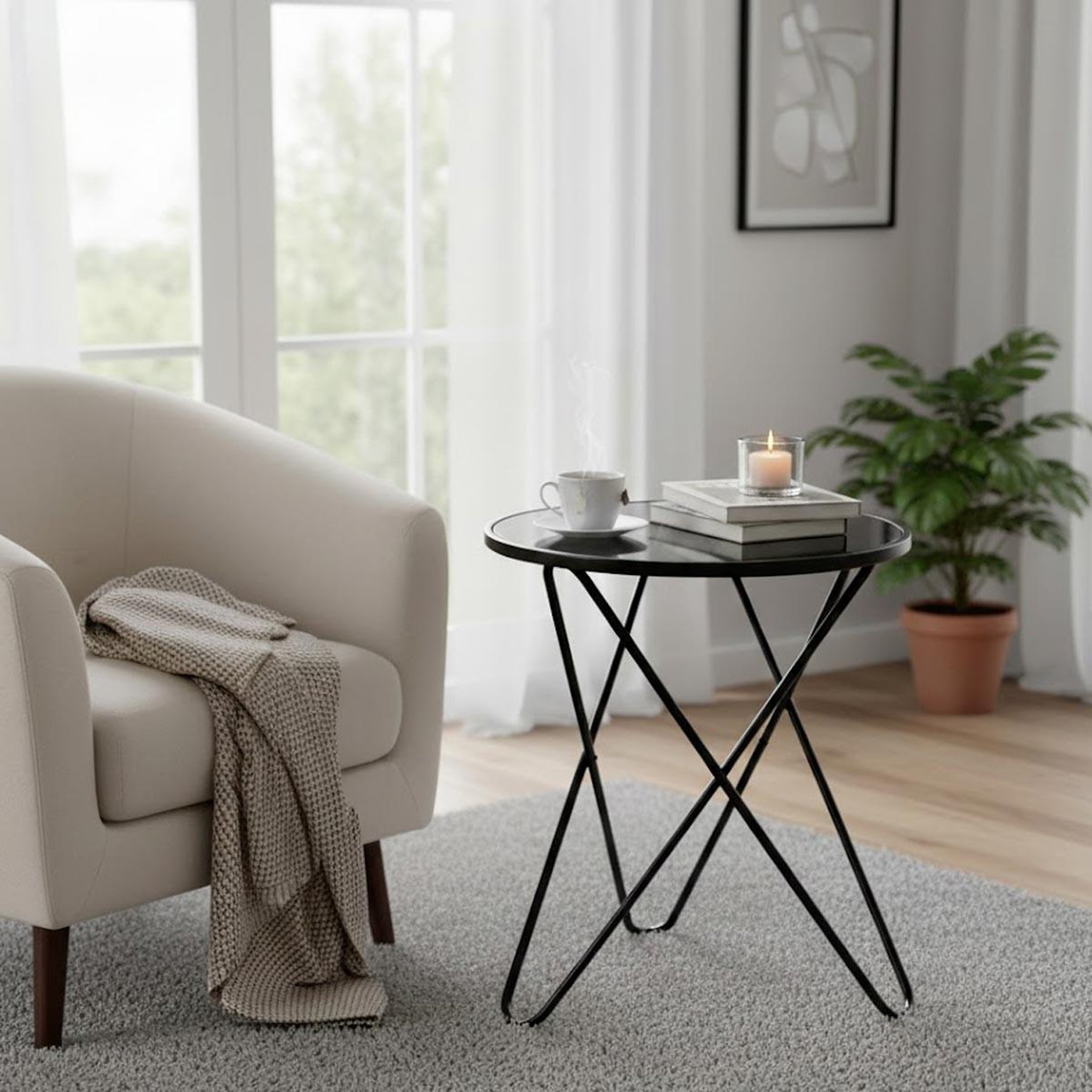 Voir la diapositive 3 : Paris Prix Table basse en verre  théo  56cm noir