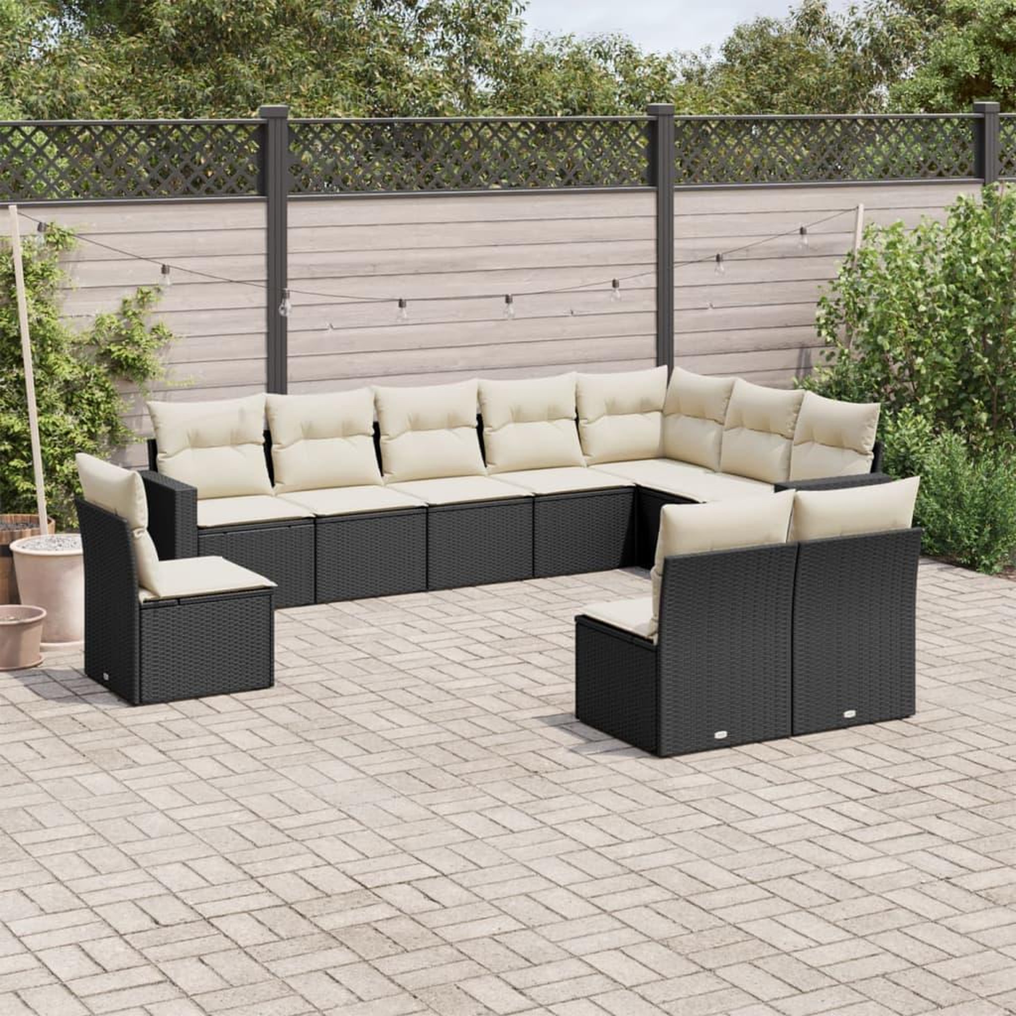 VIDAXL Salon de jardin 10 pcs avec coussins noir resine tressee