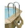 Voir la diapositive 4 : UBBINK Piscine hors sol bois hexagonale - 410x120cm - Liner Bleu + Bâche à bulles-AZURA