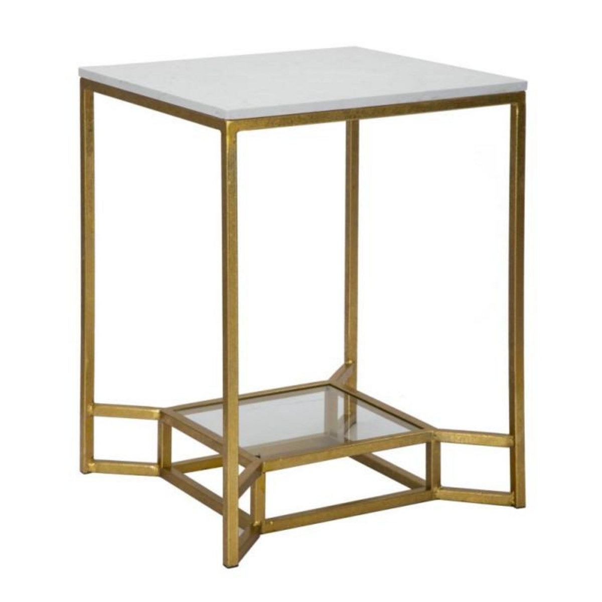 Paris Prix Table d'Appoint Design  Eva  60cm Blanc & Or