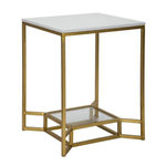 Paris Prix Table d'Appoint Design  Eva  60cm Blanc & Or