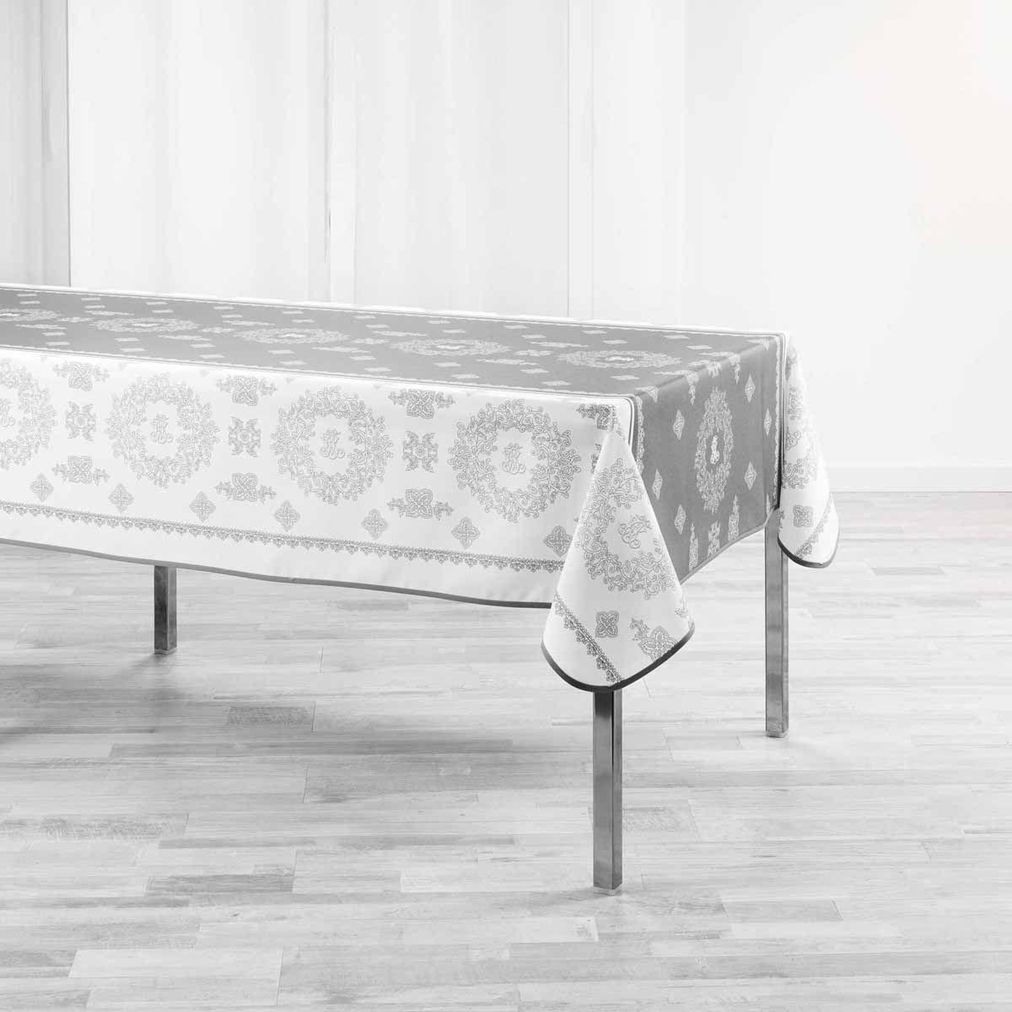 Douceur d'Intérieur Nappe imprimée  madelyne  150x300cm blanc