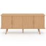 Voir la diapositive 3 : ID MARKET Buffet 140 cm JULIETTE 4 portes lattes tasseau bois coloris chêne