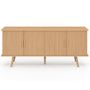 Voir la diapositive 3 : ID MARKET Buffet 140 cm JULIETTE 4 portes lattes tasseau bois coloris chêne