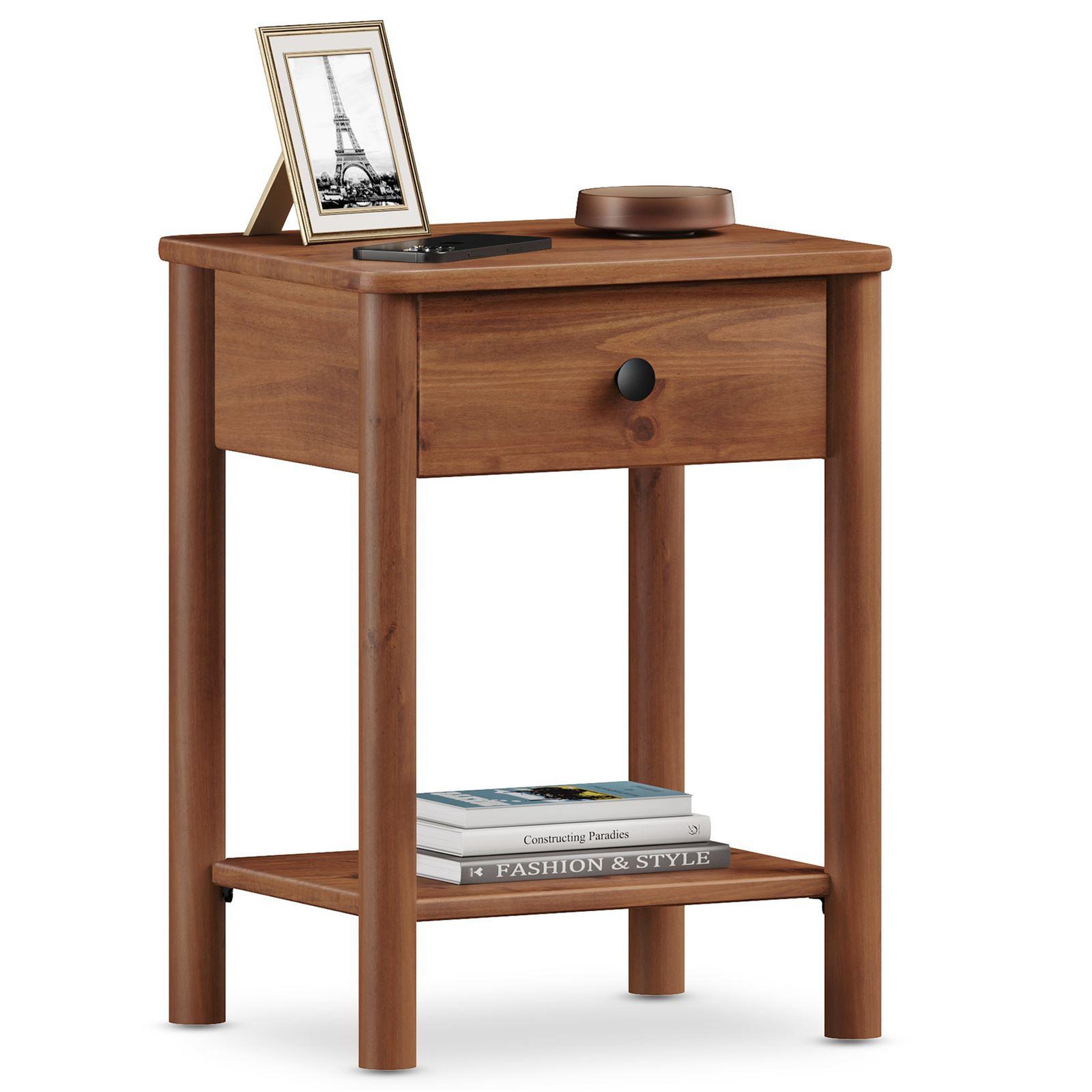 Voir la diapositive 1 : IDIMEX Table de chevet apoana avec tiroir en bois massif