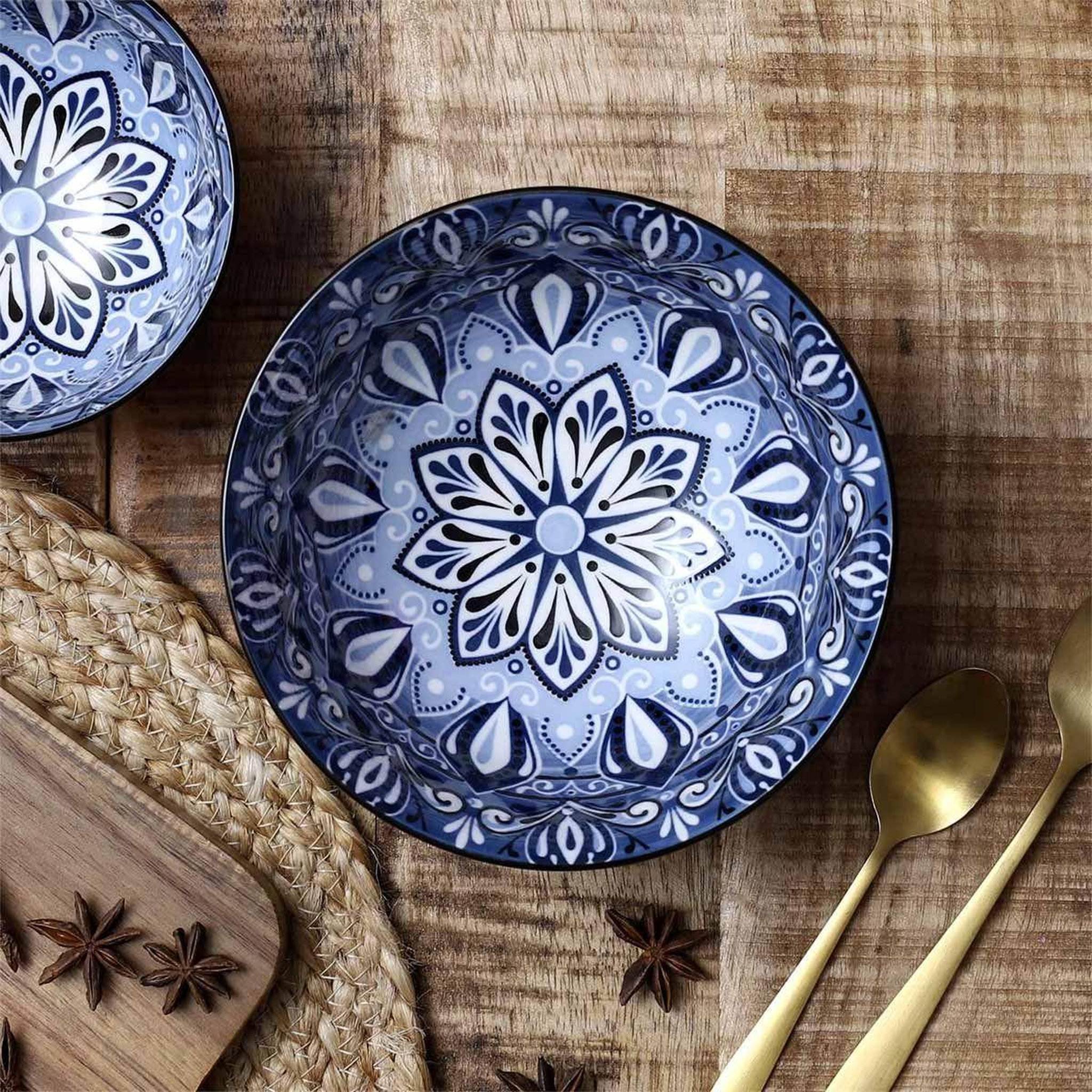 Voir la diapositive 4 : The Home Deco Factory Lot de 6 bols en porcelaine  jaipur  57cl bleu