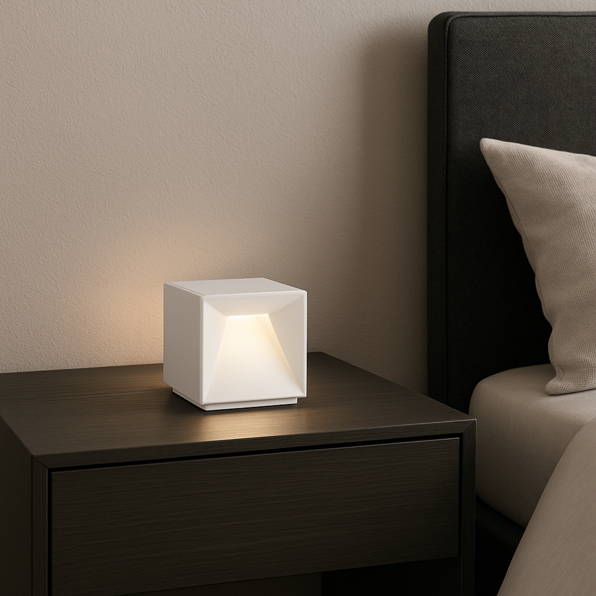 Lumisky Lampe de table cube LED CUBOX Blanc Aluminium 10 cm