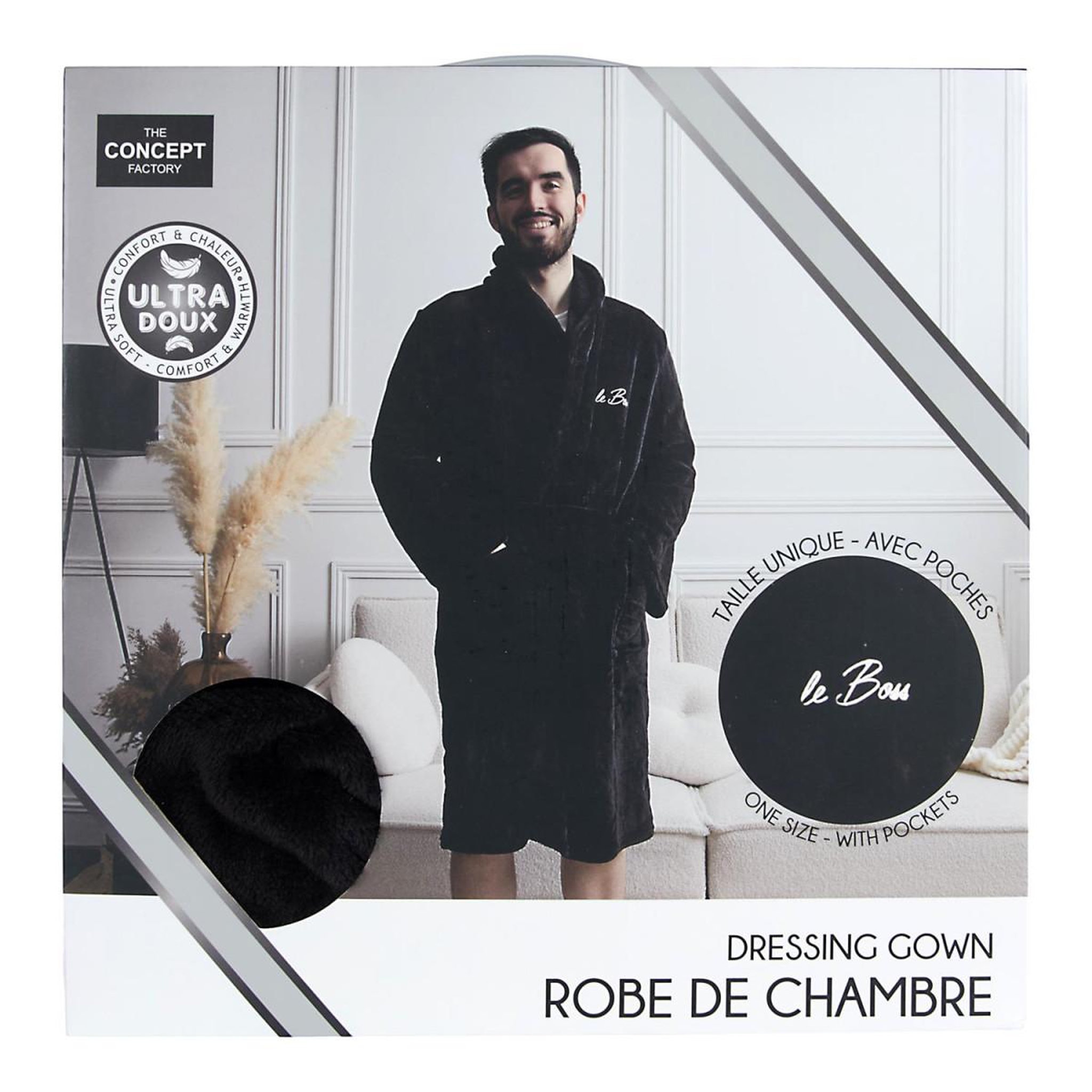 Voir la diapositive 5 : The concept Factory Robe de chambre polaire  le boss  noir