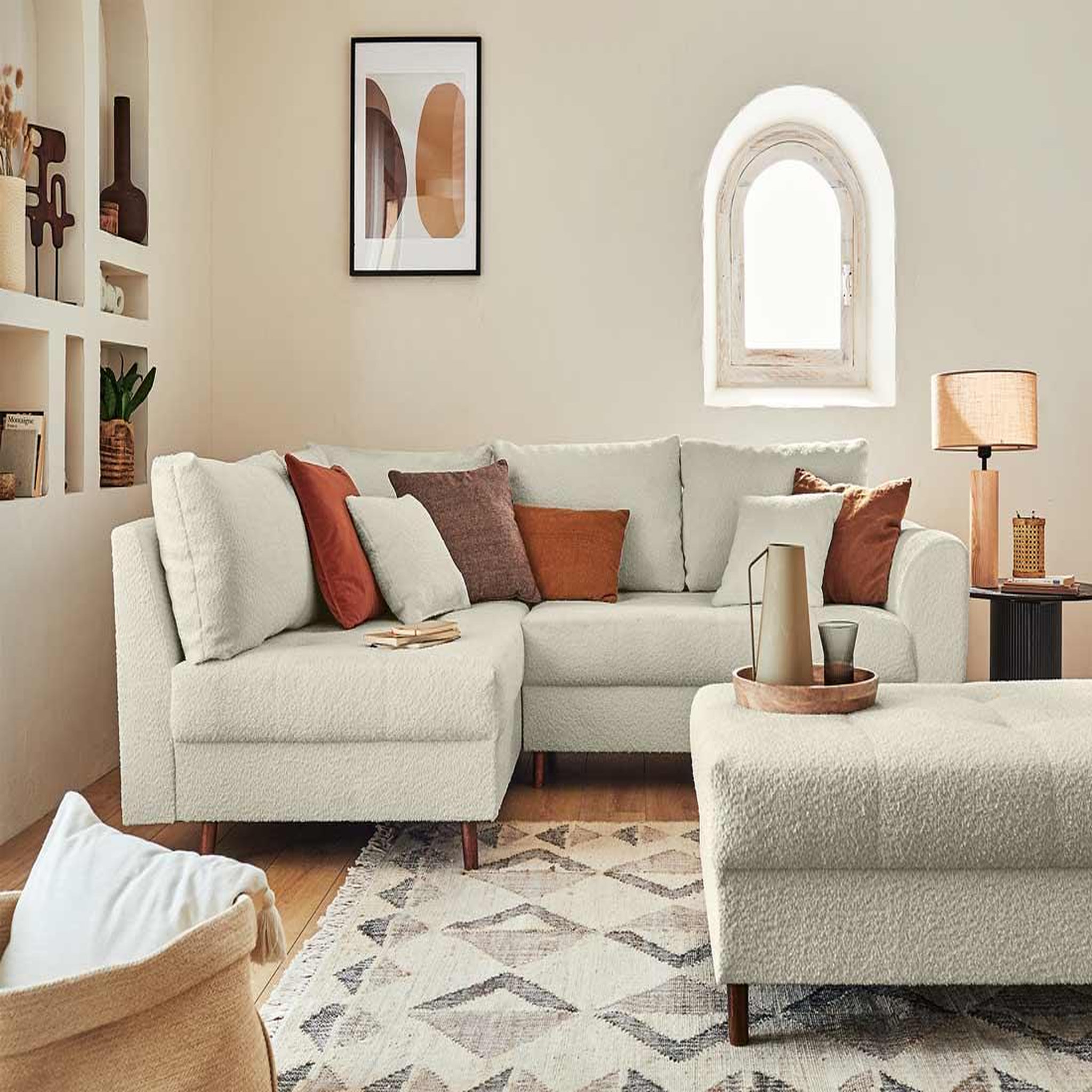 Voir la diapositive 2 : LISA DESIGN Rune - pouf modulable - en tissu bouclette