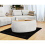 Voir la diapositive 2 : BEST MOBILIER Mahina - table basse ovale - en tissu bouclette et plateau effet bois - 114 cm