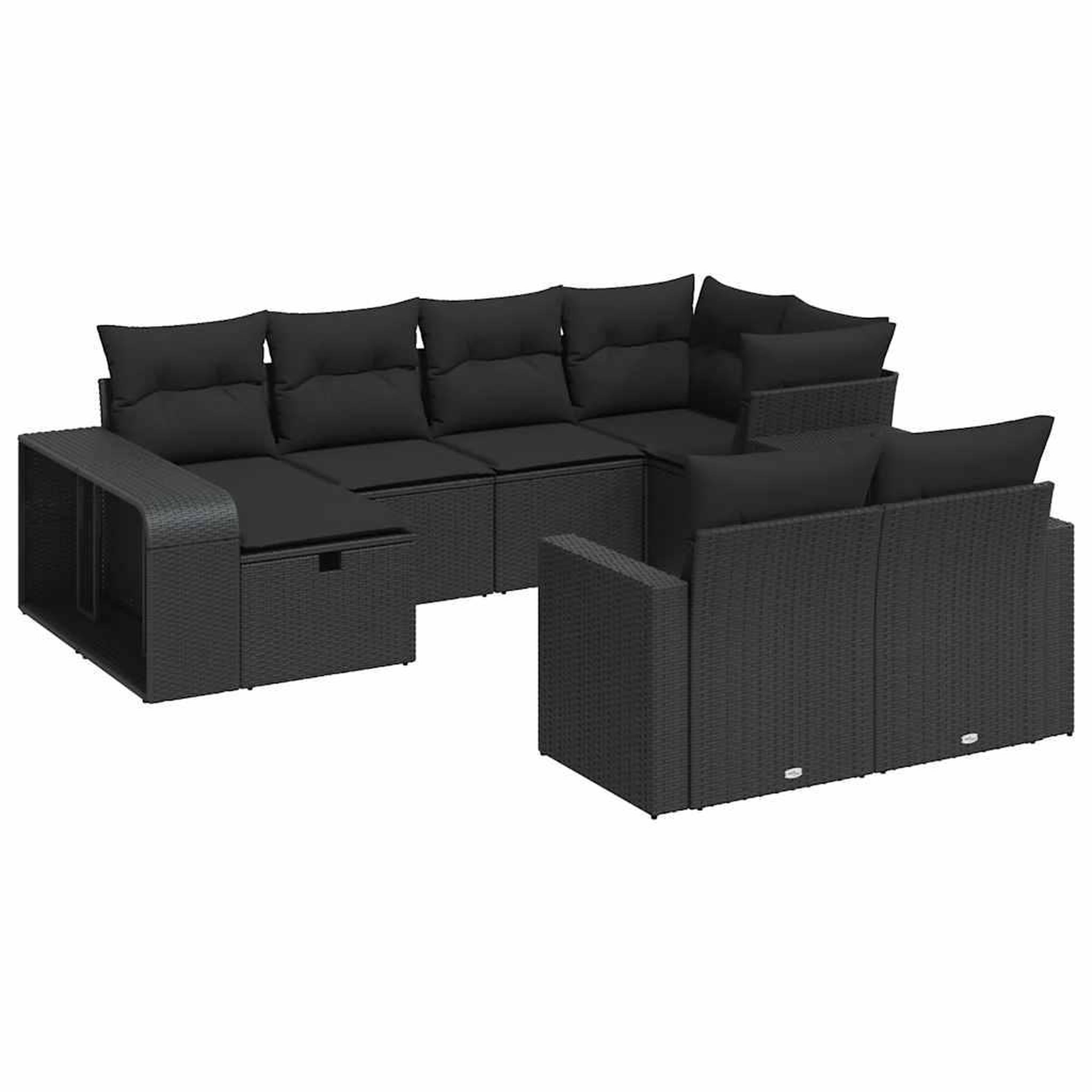 Voir la diapositive 2 : VIDAXL Salon de jardin 10 pcs avec coussins noir resine tressee