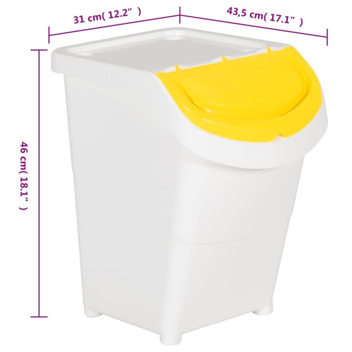 VIDAXL Poubelles empilables avec couvercles 3 pcs blanc PP 120 L