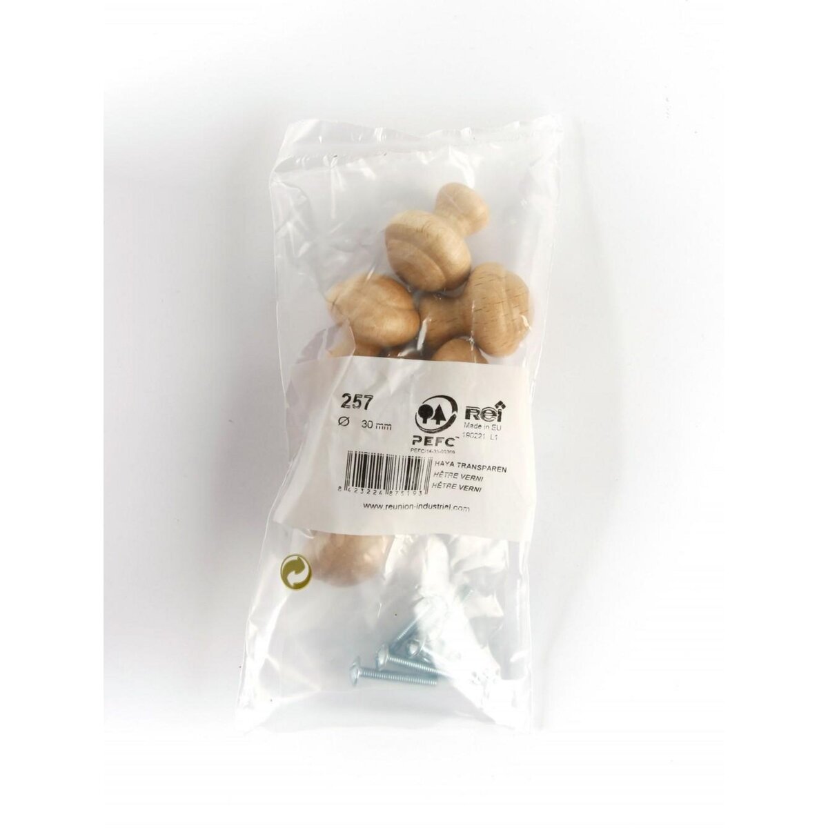 CENTRALE BRICO Lot de 6 boutons de meuble Rond bois verni H.32 x l.30 x P.30 mm