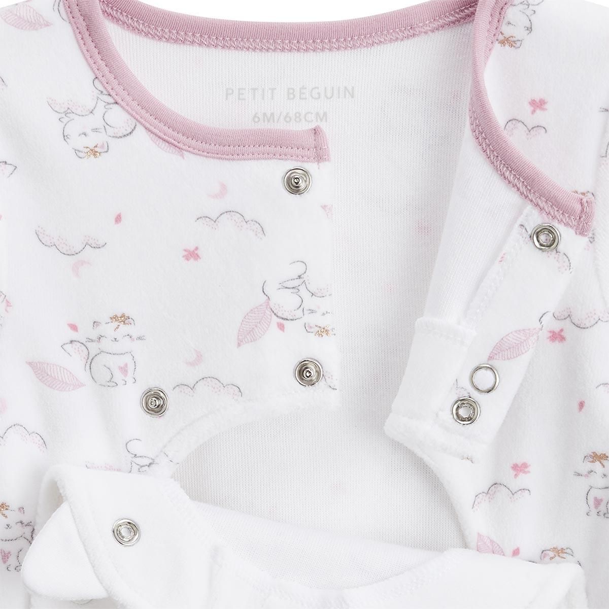 Petit Béguin Pyjama bébé en velours ouverture pont Miss Chatchatchat
