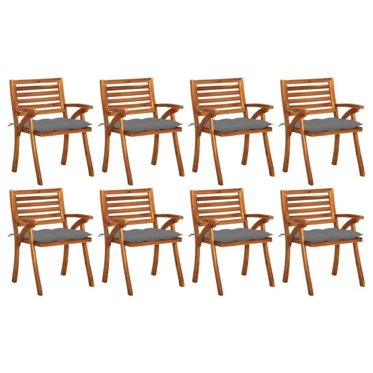 VIDAXL Chaises de jardin avec coussins lot de 8 Bois d'acacia solide