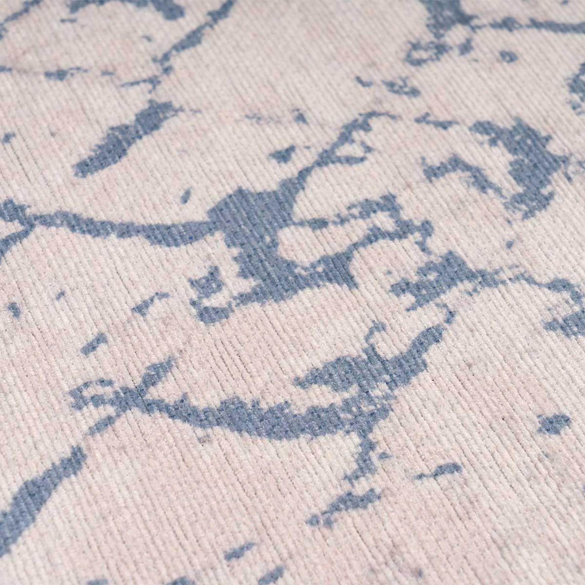 Voir la diapositive 3 : Paris Prix Tapis Tissé Imprimé Vintage  Peron IV  Blanc & Bleu