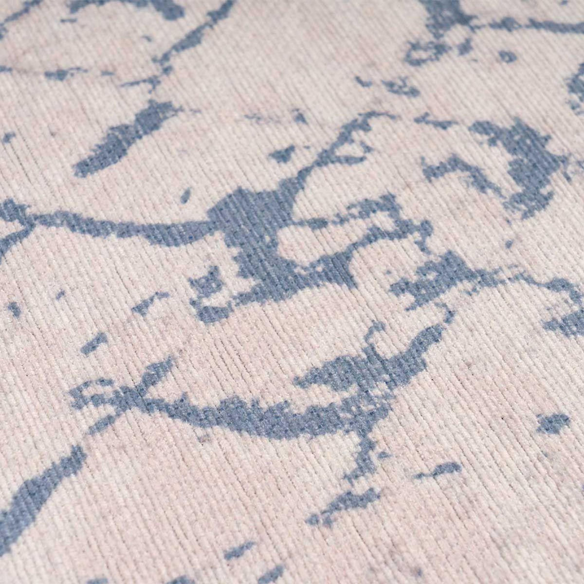 Paris Prix Tapis Tissé Imprimé Vintage  Peron IV  Blanc & Bleu