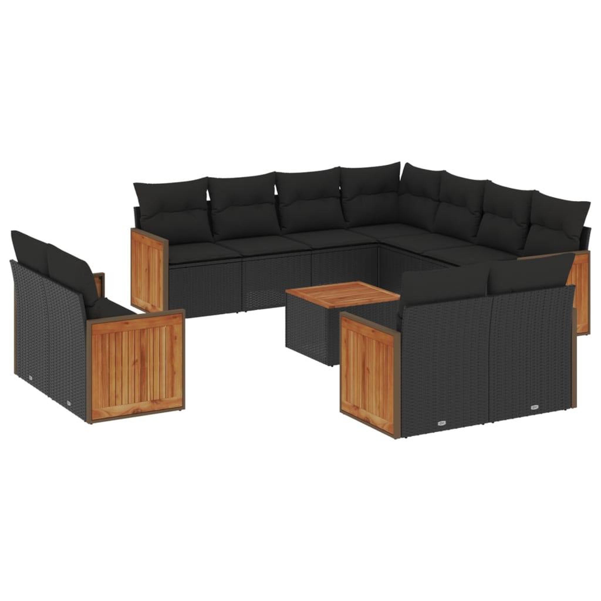 Voir la diapositive 2 : VIDAXL Salon de jardin 12 pcs avec coussins noir resine tressee