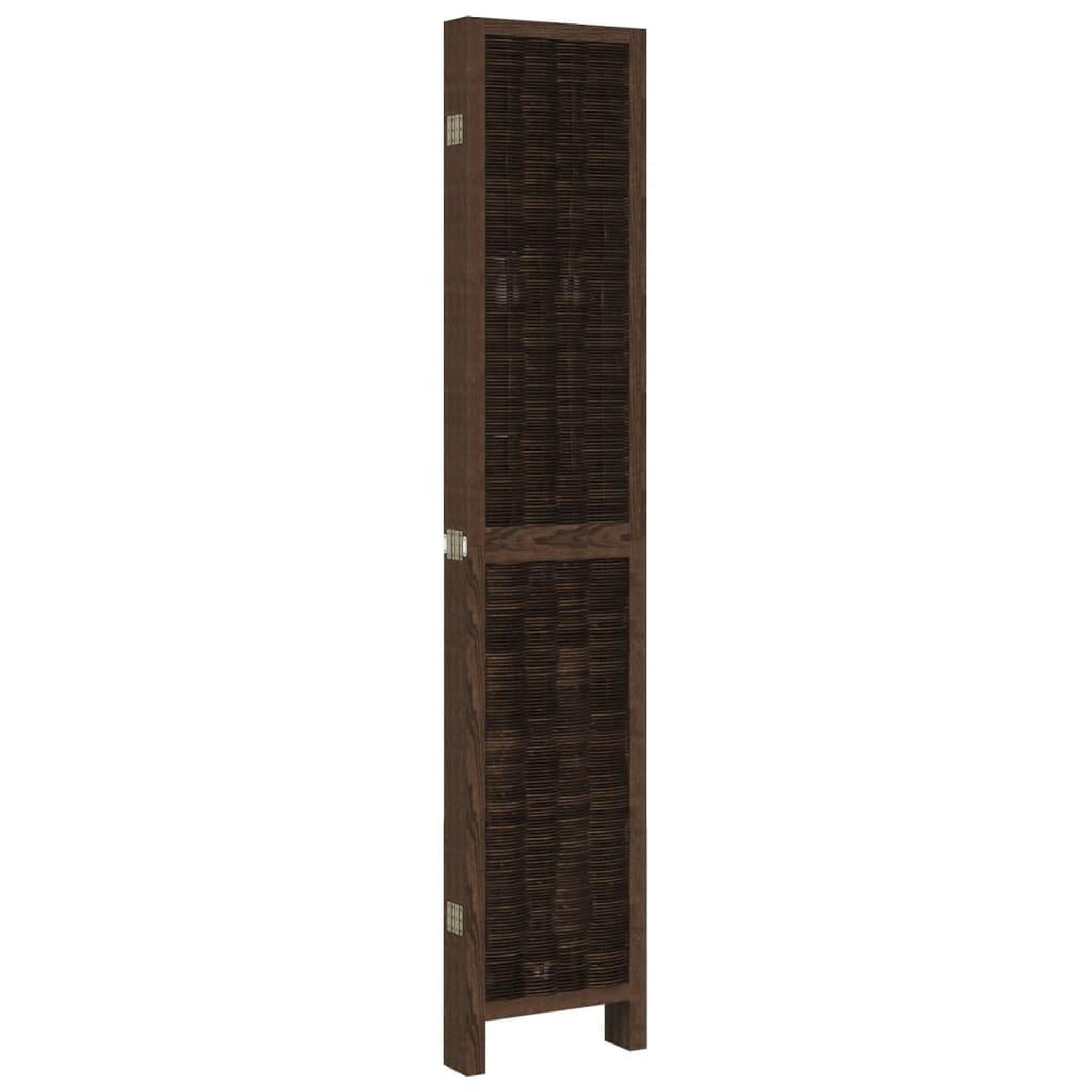 Voir la diapositive 5 : VIDAXL Cloison de separation 6 panneaux marron fonce paulownia massif